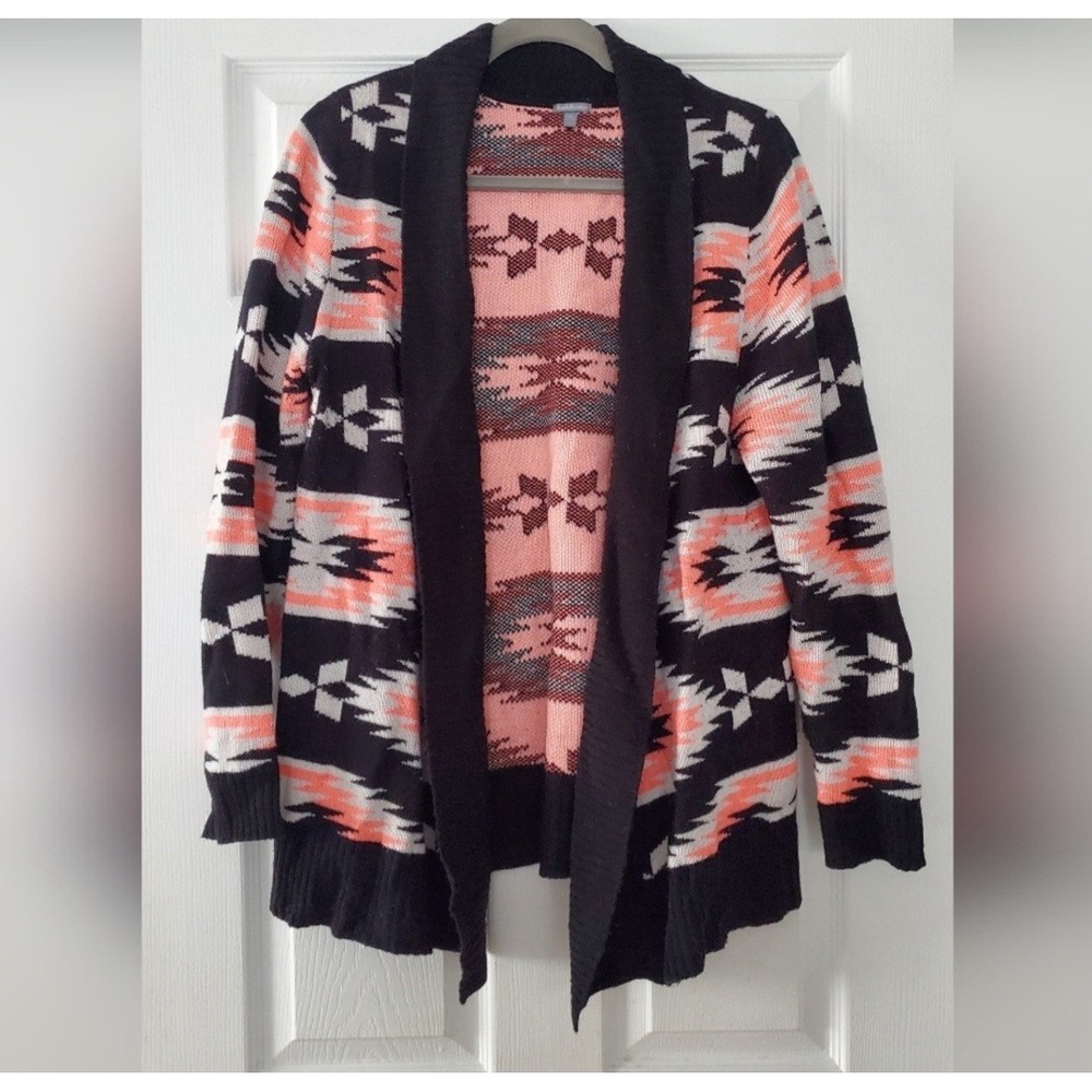 Charlotte‎ Russe knit sweater oversized cardigan XL pink black and white